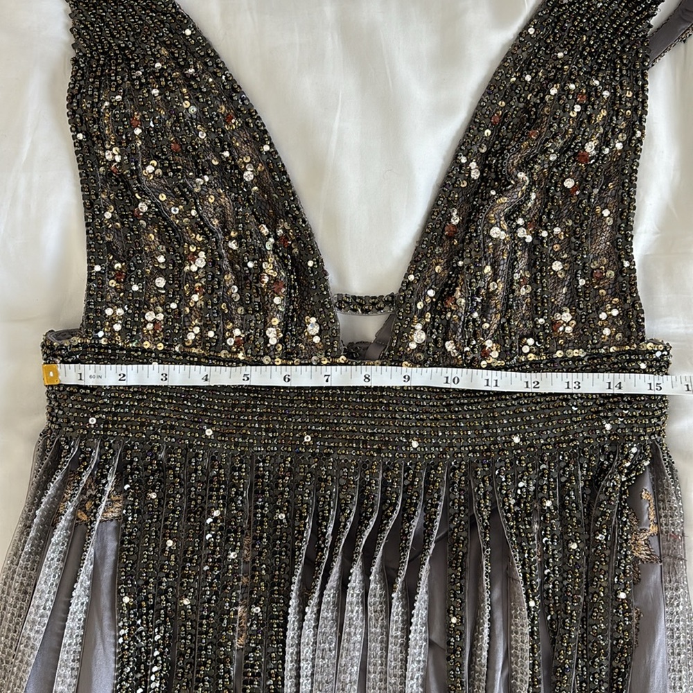 NWT Mandalay Beaded Fringe Cocktail Party Festival Dress new years eve dark age - Picture 11 of 16
